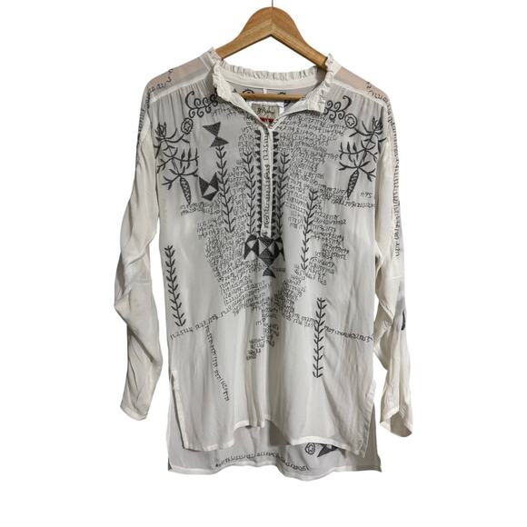 BIYA Johnny Was Silk Numbers Blouse - Picture 1 of 8